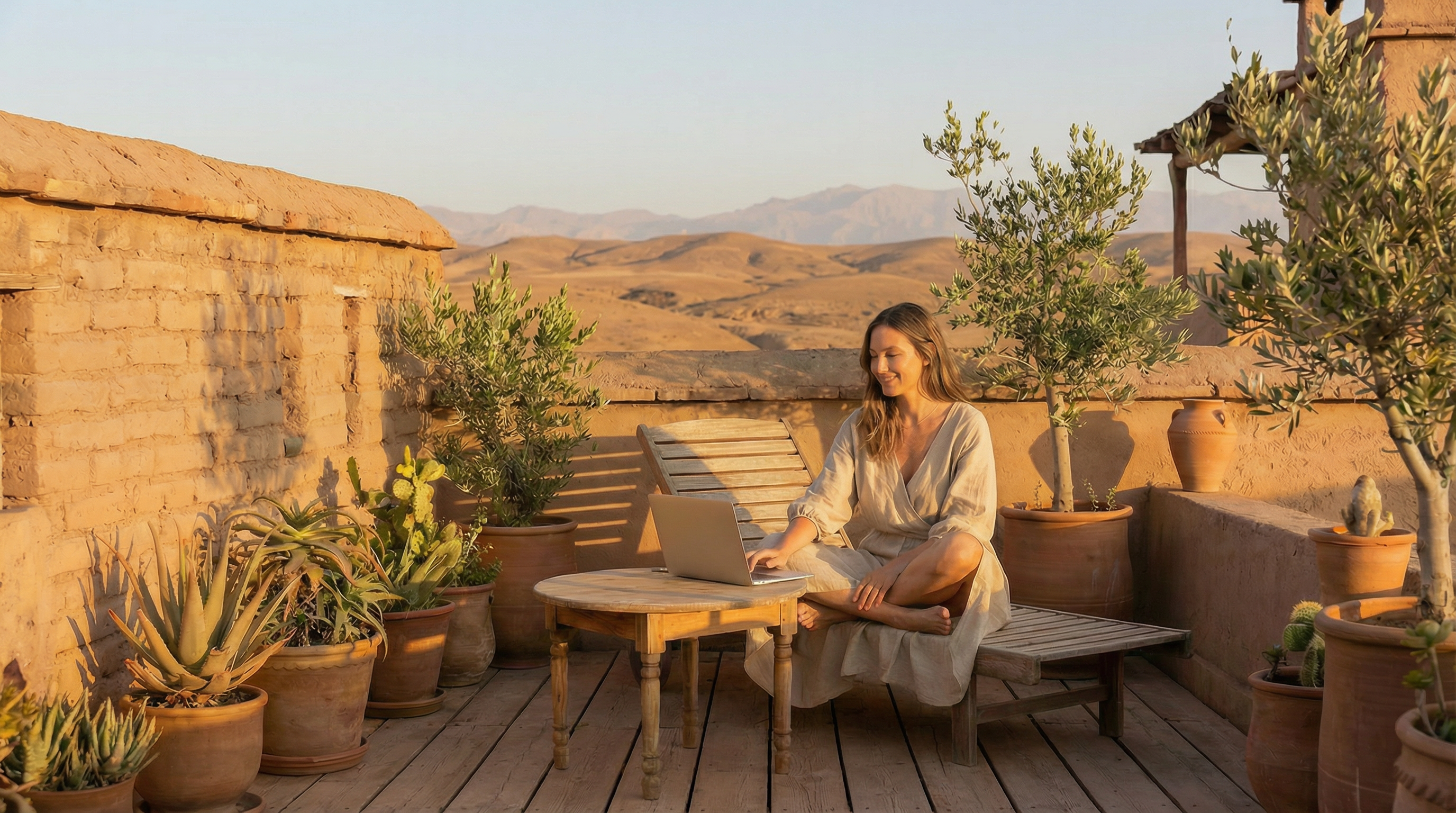 Nomade sereine au lever du soleil